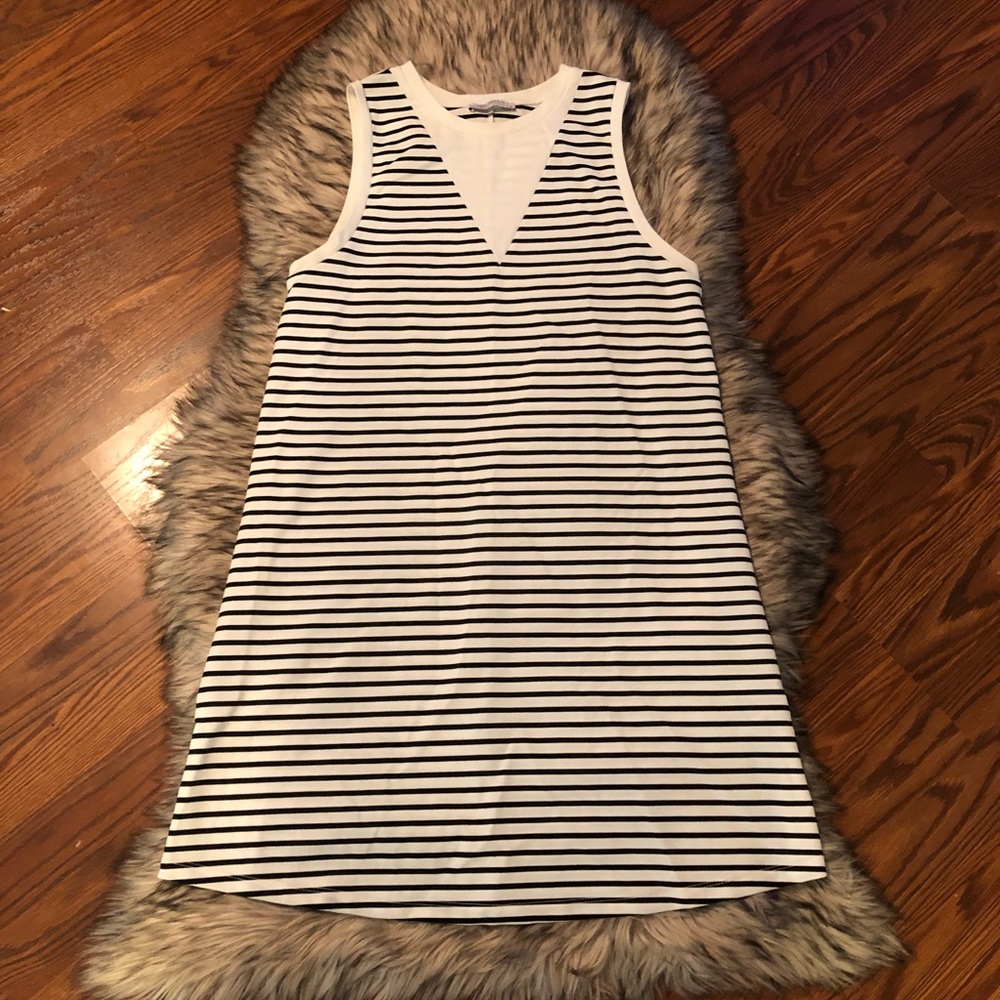 ZARA TRAFALUC Black & White Striped Sleeveless Dress SZ M